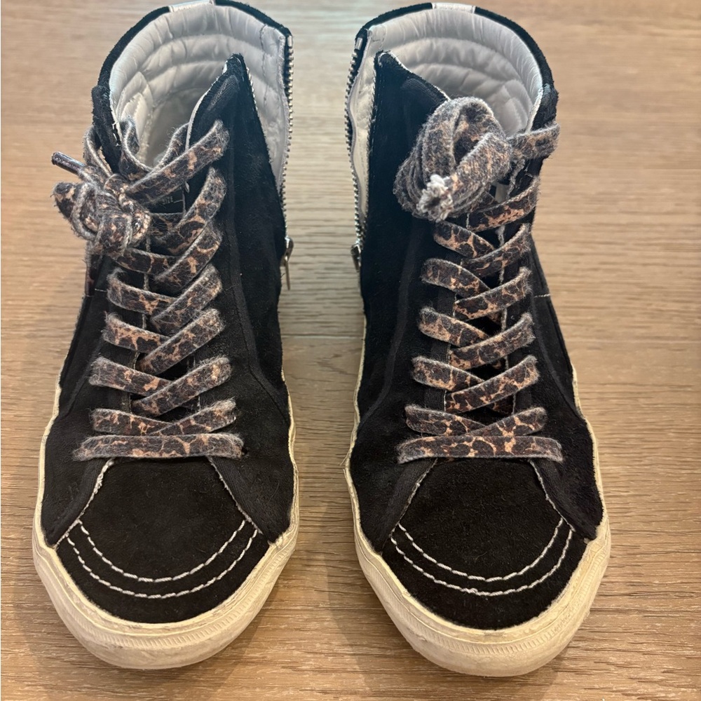 Golden Goose black midstar High-Top Sneakers size 36 (6) with Patterned Laces